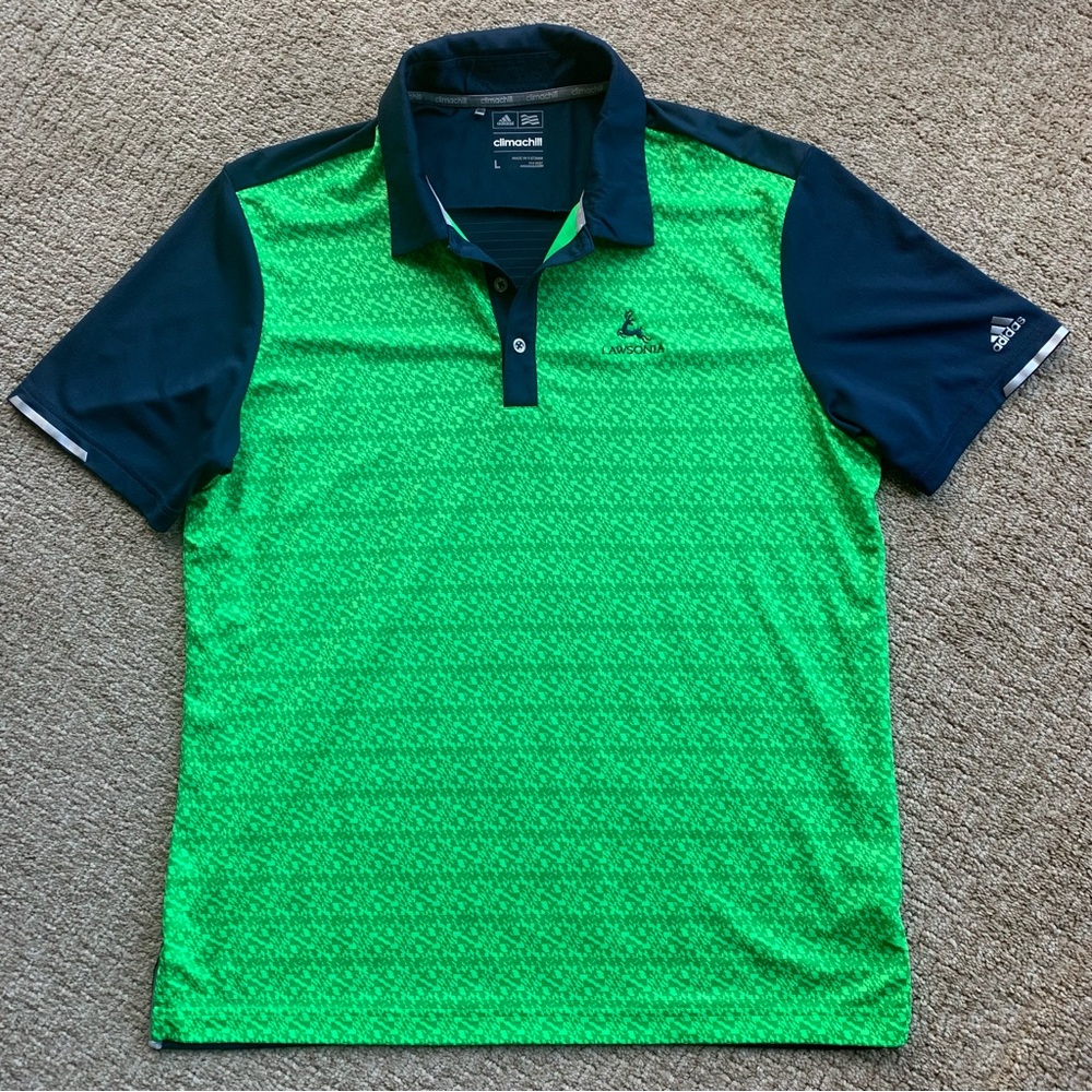 Adidas Lawsonia Golf Shirt Large Green / Blue